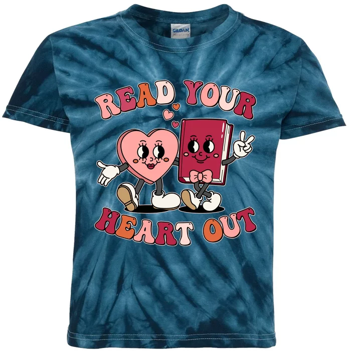 Cute Retro Valentine Read Your Heart Out Book Lover Reading Fan Kids Tie-Dye T-Shirt