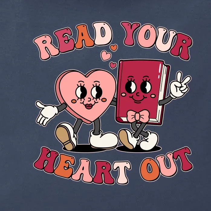 Cute Retro Valentine Read Your Heart Out Book Lover Reading Fan Zip Tote Bag