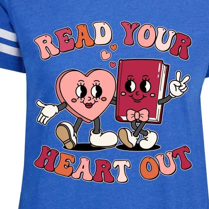 Cute Retro Valentine Read Your Heart Out Book Lover Reading Fan Enza Ladies Jersey Football T-Shirt