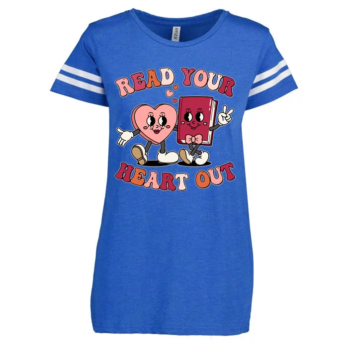 Cute Retro Valentine Read Your Heart Out Book Lover Reading Fan Enza Ladies Jersey Football T-Shirt