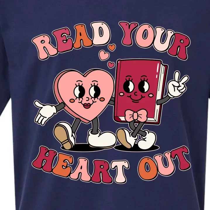 Cute Retro Valentine Read Your Heart Out Book Lover Reading Fan Sueded Cloud Jersey T-Shirt