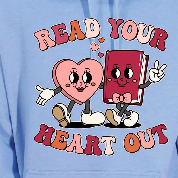 Cute Retro Valentine Read Your Heart Out Book Lover Reading Fan Unisex Surf Hoodie