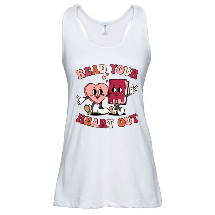 Cute Retro Valentine Read Your Heart Out Book Lover Reading Fan Ladies Essential Flowy Tank