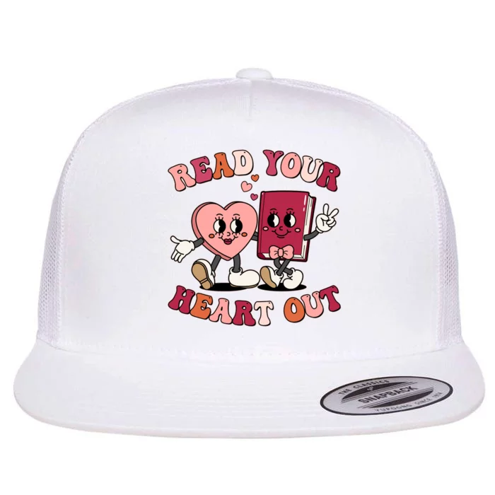 Cute Retro Valentine Read Your Heart Out Book Lover Reading Fan Flat Bill Trucker Hat