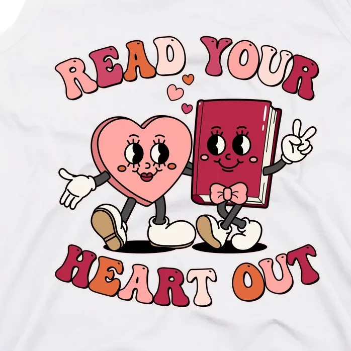 Cute Retro Valentine Read Your Heart Out Book Lover Reading Fan Tank Top