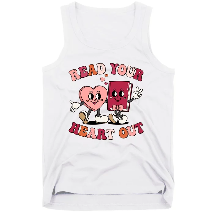 Cute Retro Valentine Read Your Heart Out Book Lover Reading Fan Tank Top