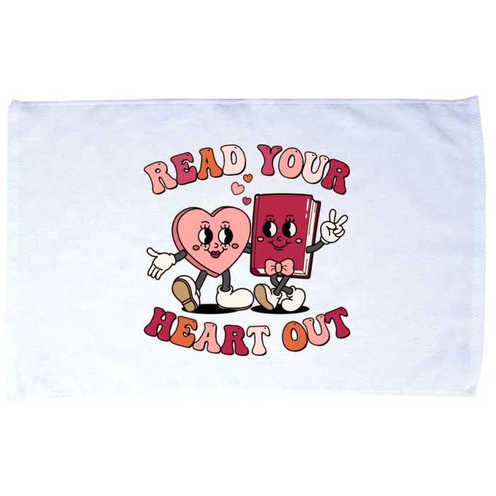 Cute Retro Valentine Read Your Heart Out Book Lover Reading Fan Microfiber Hand Towel