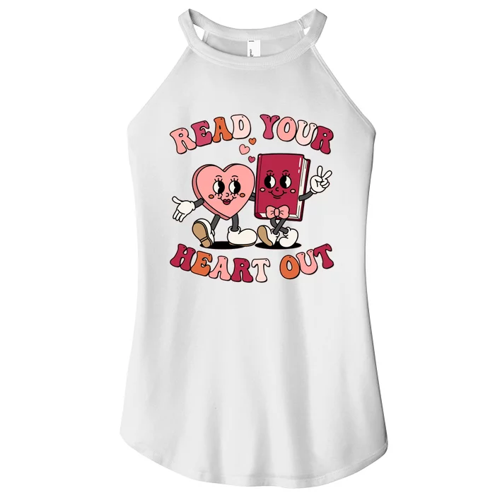 Cute Retro Valentine Read Your Heart Out Book Lover Reading Fan Women’s Perfect Tri Rocker Tank