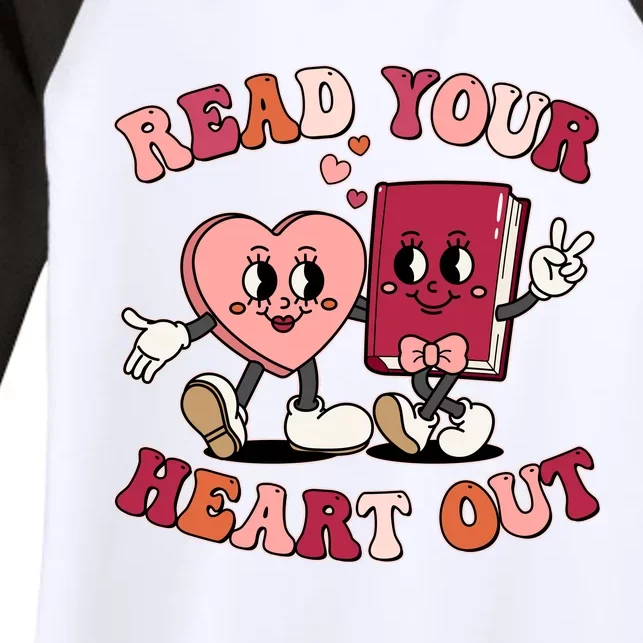 Cute Retro Valentine Read Your Heart Out Book Lover Reading Fan Women's Tri-Blend 3/4-Sleeve Raglan Shirt