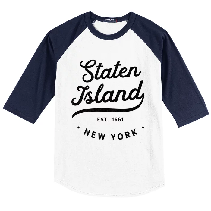 Classic Retro Vintage Established Staten Island New York City Usa Pride Baseball Sleeve Shirt