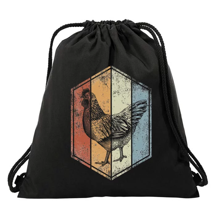 Chicken Retro Vintage Style Farmer Chicken Lover Drawstring Bag