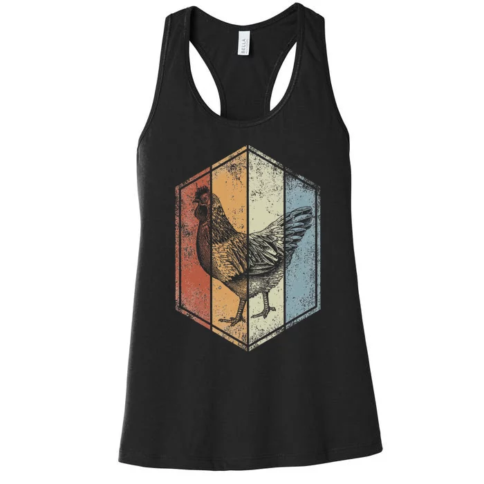 Chicken Retro Vintage Style Farmer Chicken Lover Women's Racerback Tank