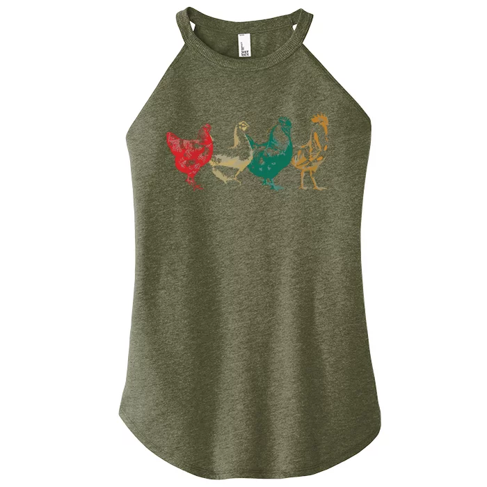 Chicken Retro Vintage Poultry Farmer Women Men Farm Lover Women’s Perfect Tri Rocker Tank