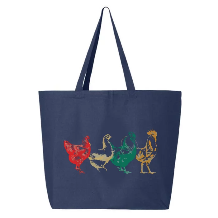 Chicken Retro Vintage Poultry Farmer Women Men Farm Lover 25L Jumbo Tote