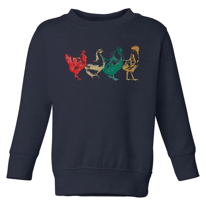 Chicken Retro Vintage Poultry Farmer Women Men Farm Lover Toddler Sweatshirt