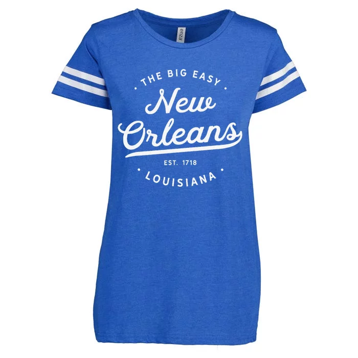 Classic Retro Vintage New Orleans Louisiana Big Easy Nola Enza Ladies Jersey Football T-Shirt