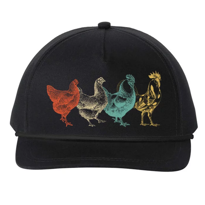 Chicken Retro Vintage Poultry Farmer Women Men Farm Lover Gift Snapback Five-Panel Rope Hat