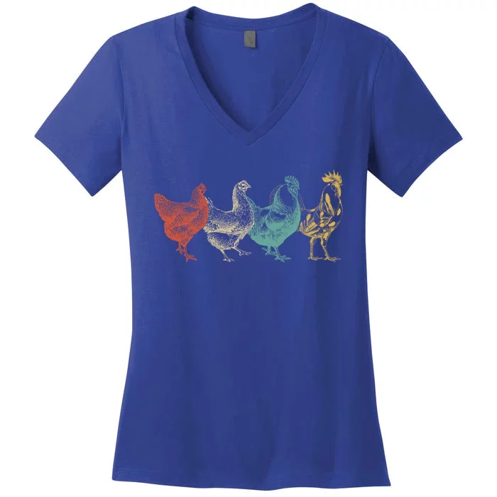 Chicken Retro Vintage Poultry Farmer Women Men Farm Lover Gift Women's V-Neck T-Shirt