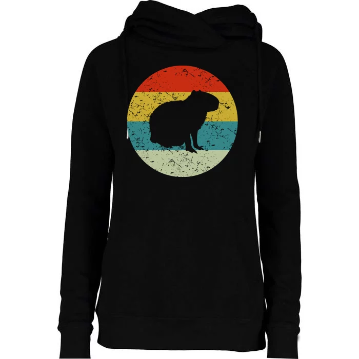 Capybara Retro Vintage Womens Funnel Neck Pullover Hood