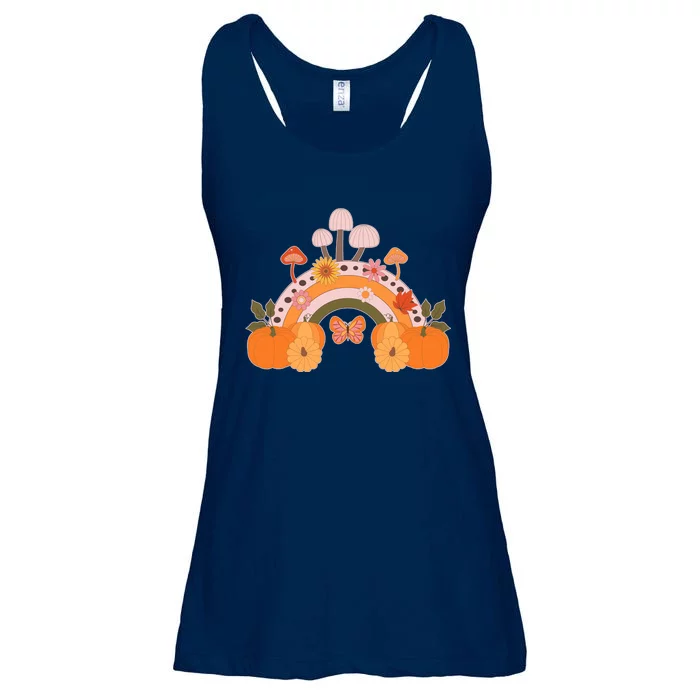 Cute Retro Vintage Fall Autumn Rainbow Mushrooms Pumpkins Ladies Essential Flowy Tank