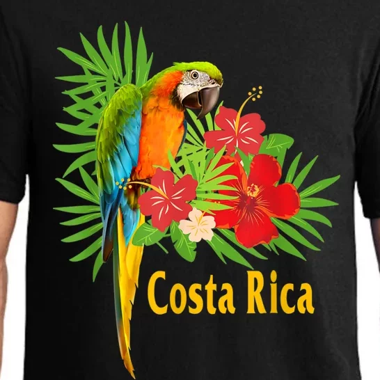 Costa Rica Vacation Parrot Tropical Flowers Pajama Set