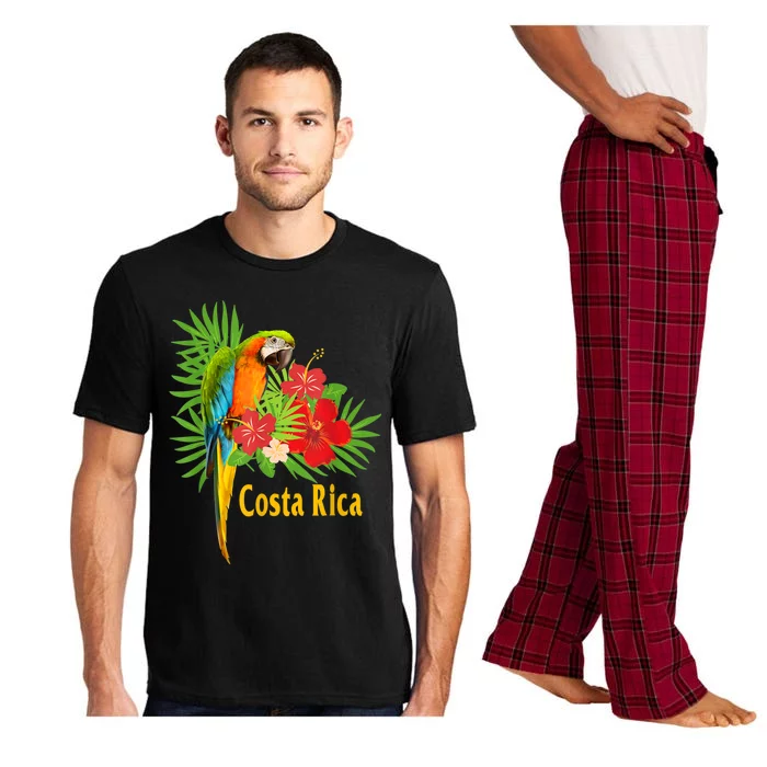 Costa Rica Vacation Parrot Tropical Flowers Pajama Set