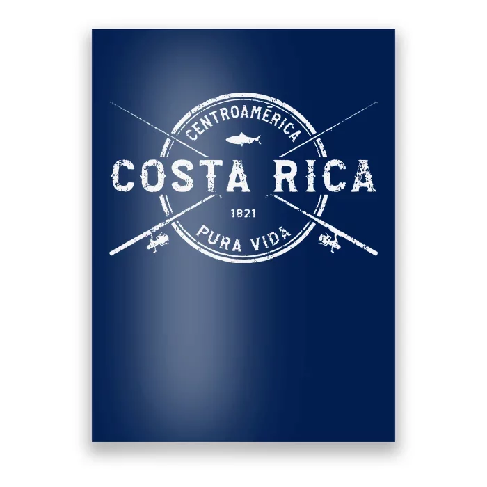 Costa Rica Vintage Crossed Fishing Rods Poster