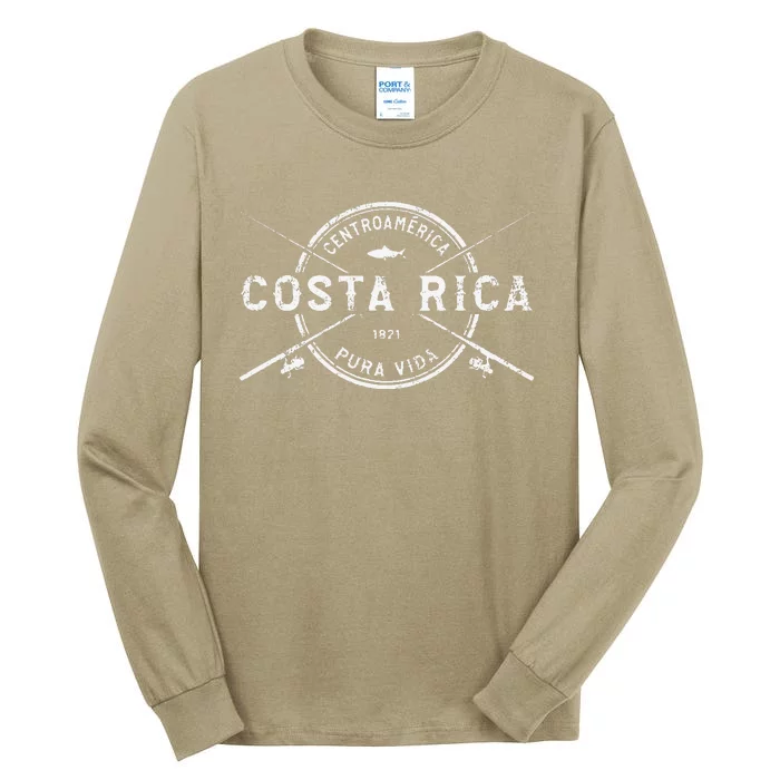 Costa Rica Vintage Crossed Fishing Rods Tall Long Sleeve T-Shirt