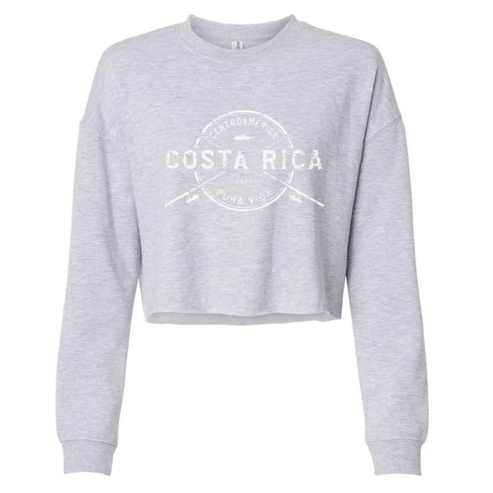 Costa Rica Vintage Crossed Fishing Rods Cropped Pullover Crew