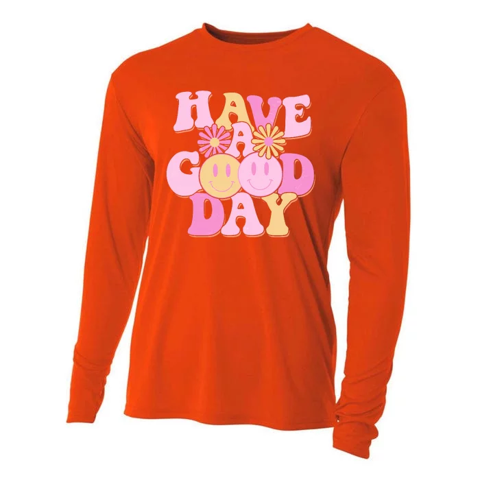 Cute Retro Vintage Hippy 60s Have A Good Day Cooling Performance Long Sleeve Crew