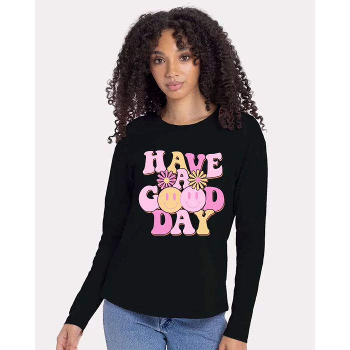 Cute Retro Vintage Hippy 60s Have A Good Day Womens Cotton Relaxed Long Sleeve T-Shirt