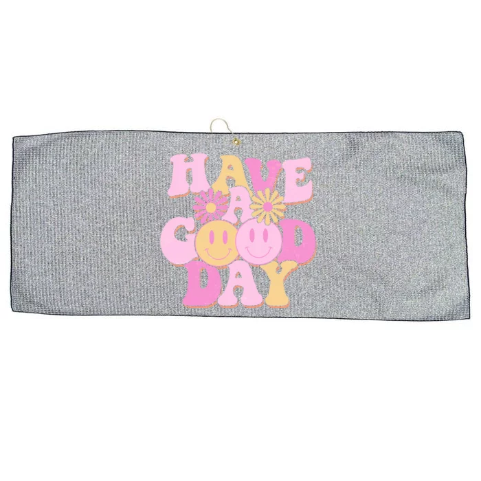 Cute Retro Vintage Hippy 60s Have A Good Day Large Microfiber Waffle Golf Towel