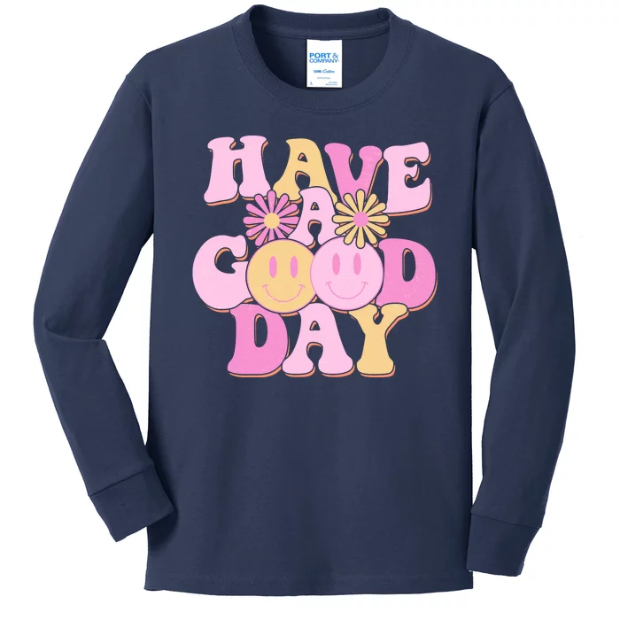 Cute Retro Vintage Hippy 60s Have A Good Day Kids Long Sleeve Shirt