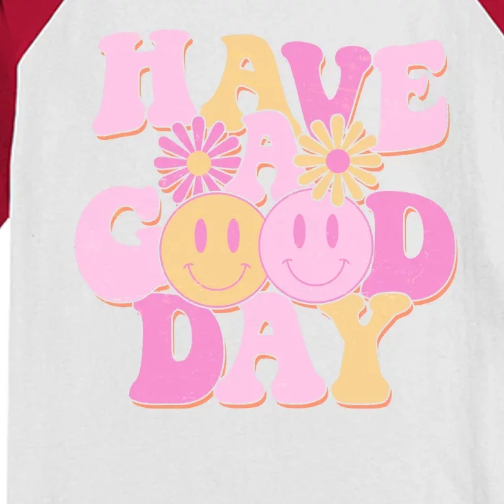 Cute Retro Vintage Hippy 60s Have A Good Day Kids Colorblock Raglan Jersey