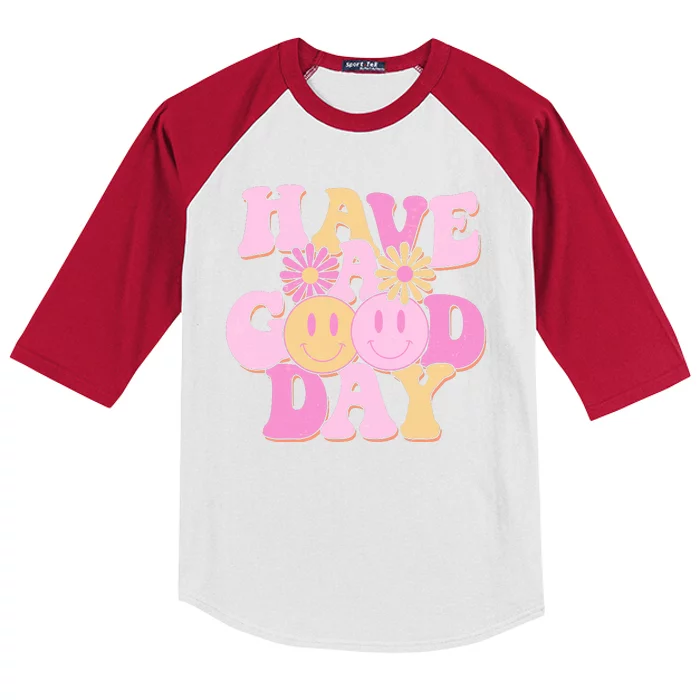 Cute Retro Vintage Hippy 60s Have A Good Day Kids Colorblock Raglan Jersey