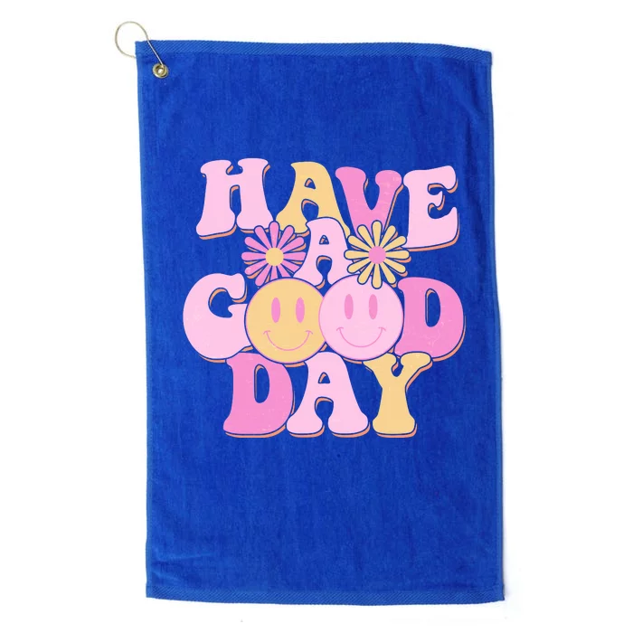 Cute Retro Vintage Hippy 60s Have A Good Day Platinum Collection Golf Towel