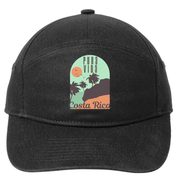 Costa Rica Vintage Retro Souvenir Gift 7-Panel Snapback Hat