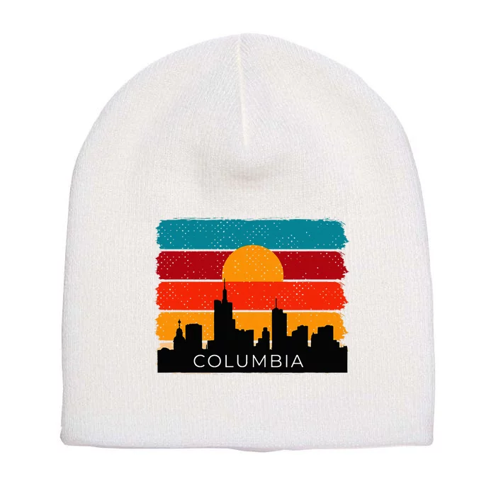 Columbia Retro Vintage American Usa Distressed Short Acrylic Beanie