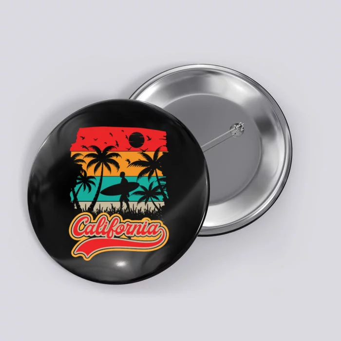 California Retro Vintage Print Button