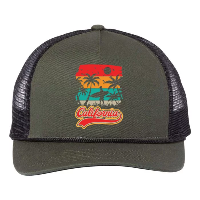 California Retro Vintage Print Retro Rope Trucker Hat Cap