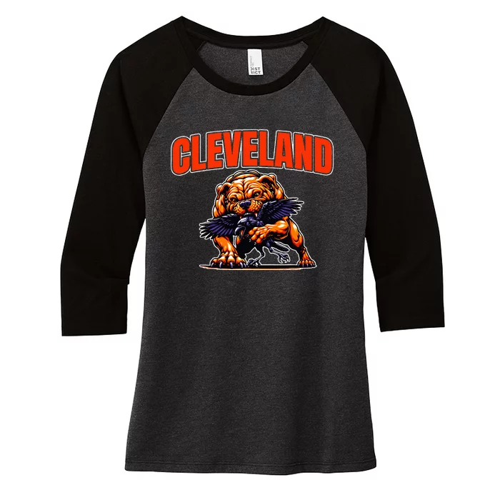 Cleveland retro vintage classic Ohio gift Women's Tri-Blend 3/4-Sleeve Raglan Shirt