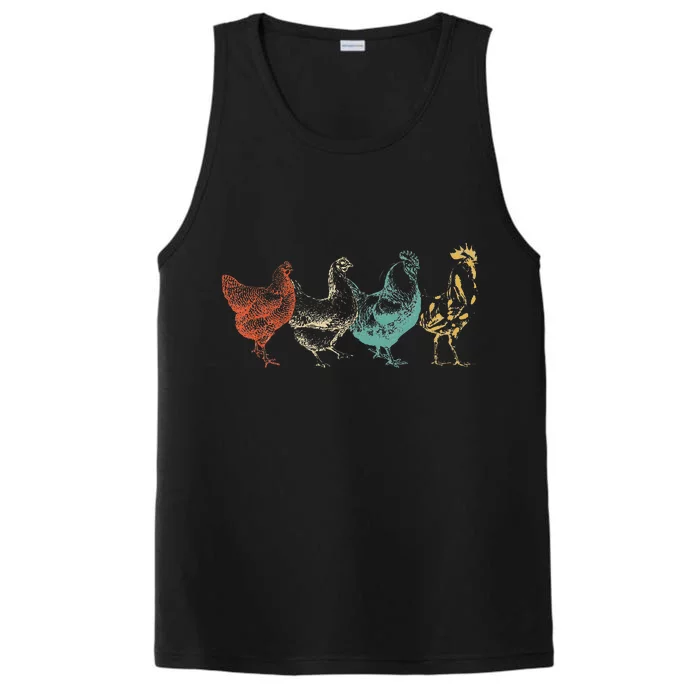 Chicken Retro Vintage Poultry Farmer Wo Farm Lover Performance Tank