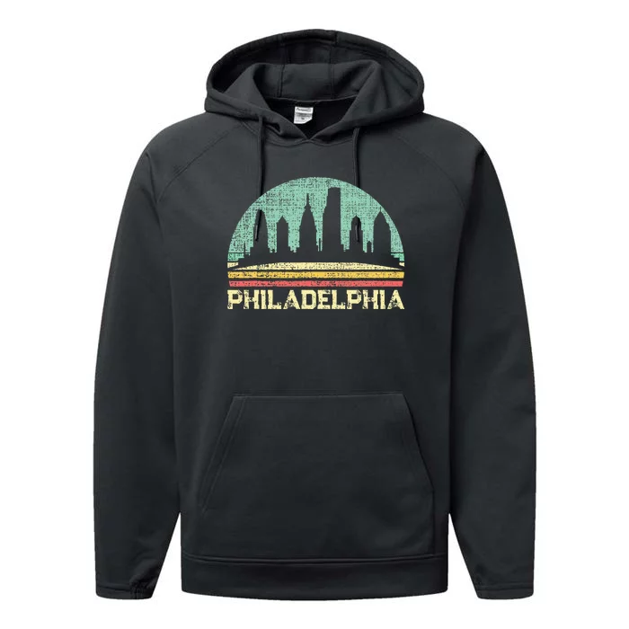 Classic Retro Vintage Philadelphia City Pennsylvania Performance Fleece Hoodie