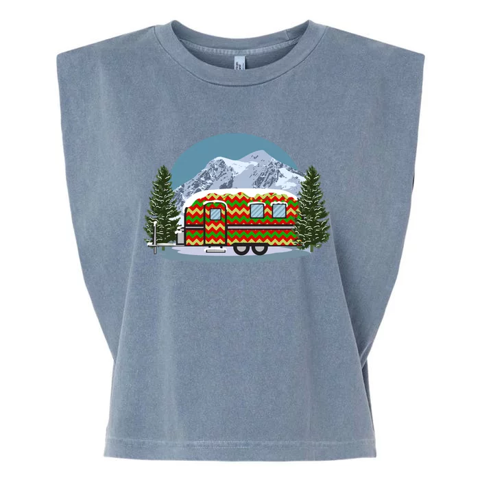 Christmas Retro Vintage Vacation Rv Camp Camper Funny Xmas Funny Gift Garment-Dyed Women's Muscle Tee