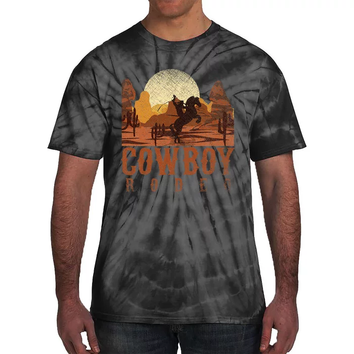 Cowboy Rodeo Western Texan Gift Horseback Riding Cowboy Tie-Dye T-Shirt