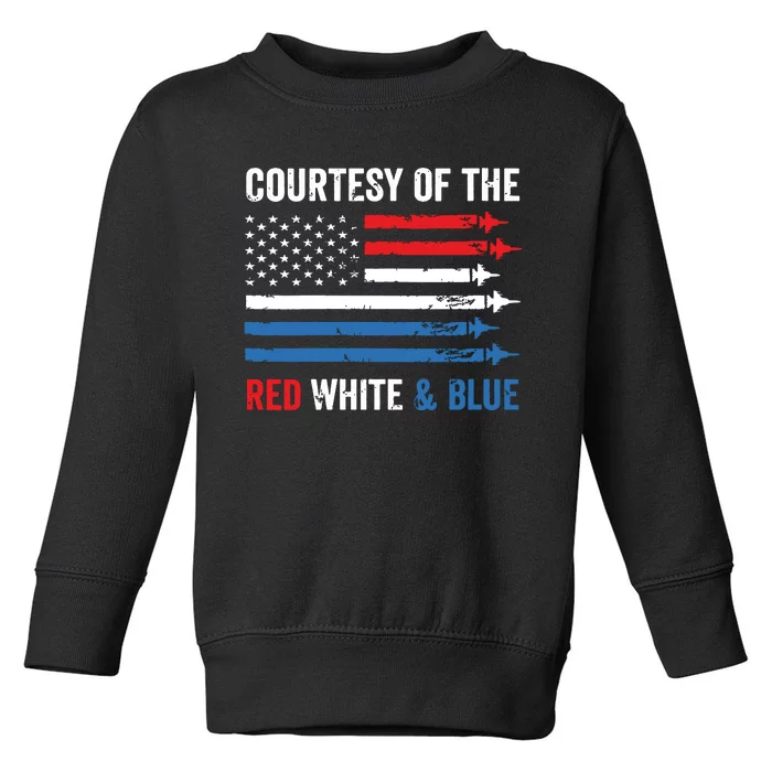 Courtesy Red White And Blue Funny Patriotic Us Flag Toddler Sweatshirt