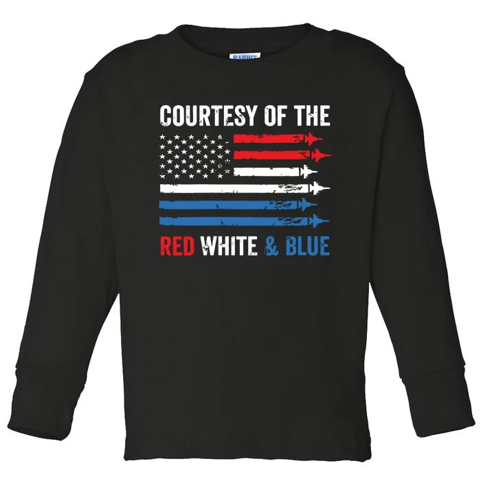 Courtesy Red White And Blue Funny Patriotic Us Flag Toddler Long Sleeve Shirt