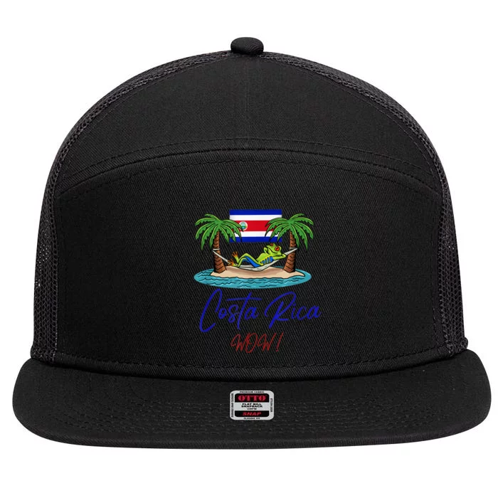 Costa Rica Wow Costa Rican Flag 7 Panel Mesh Trucker Snapback Hat