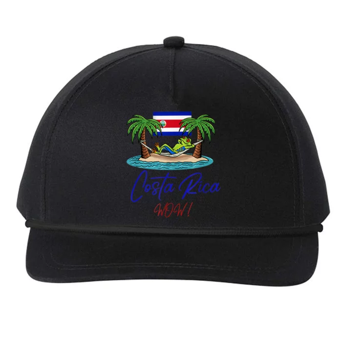 Costa Rica Wow Costa Rican Flag Snapback Five-Panel Rope Hat