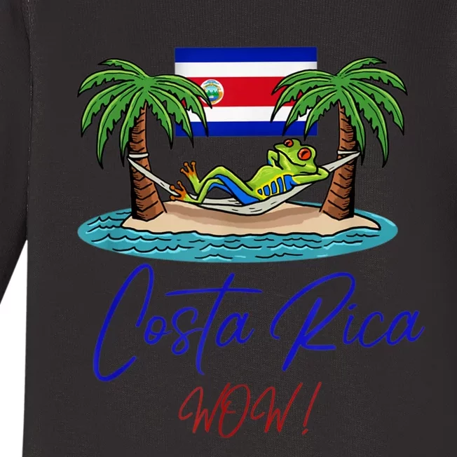 Costa Rica Wow Costa Rican Flag Baby Long Sleeve Bodysuit